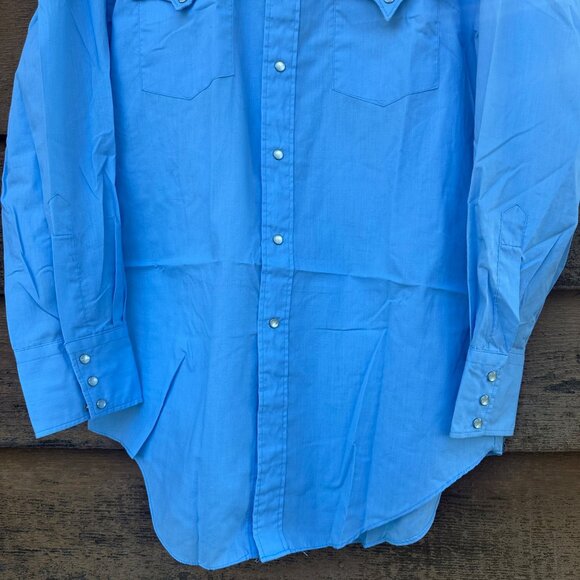 Vintage Miller Miller Miller Western Pearl Snap Button Down Blue Shirt Size 15.5 - Picture 6 of 11